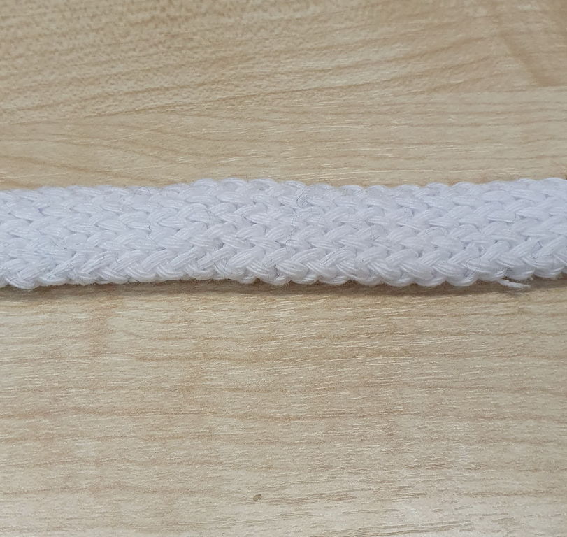 Шнур хлопковый плоский 15 мм белый