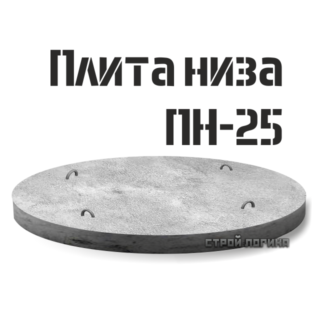 ПН 25 Железобетонная плита низа колодца (днище)