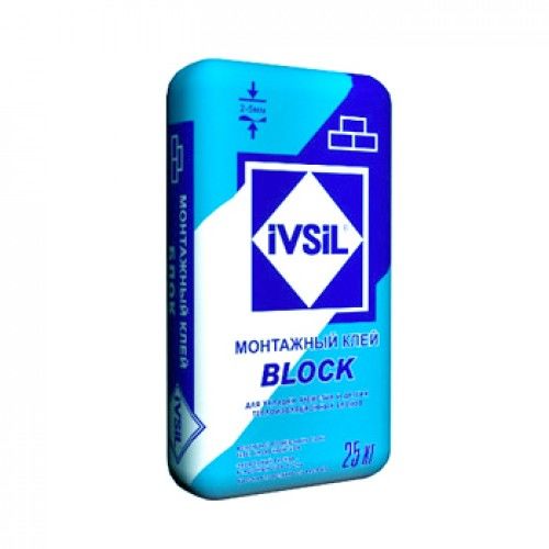 Клей монтажный для газобетона и пенобетона IVSIL BLOCK зима 25 кг