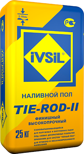 Пол наливной цементный самовыравнивающийся IVSIL TIE-ROD-II 25 кг