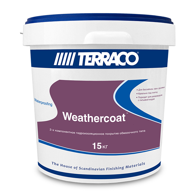 Гидроизоляция Terraco Weathercoat Grey (комбо) 15 кг. Аналог - Mapei Planiseal