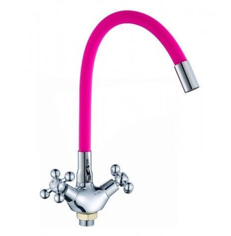 Смеситель для кухни шаровый с высоким изливом D57E51 Reflector розовый