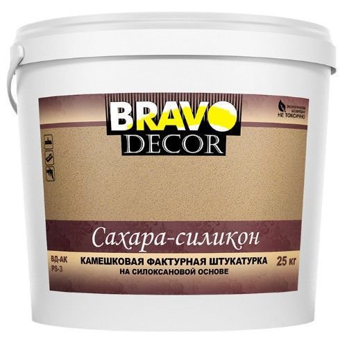 Штукатурка Bravo "Сахара-силикон" зерно 1,5 мм ведро 25 кг, Браво