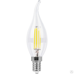 Лампа светодиодная LED 7вт Е14 белый свеча на ветру Filament димм Feron 