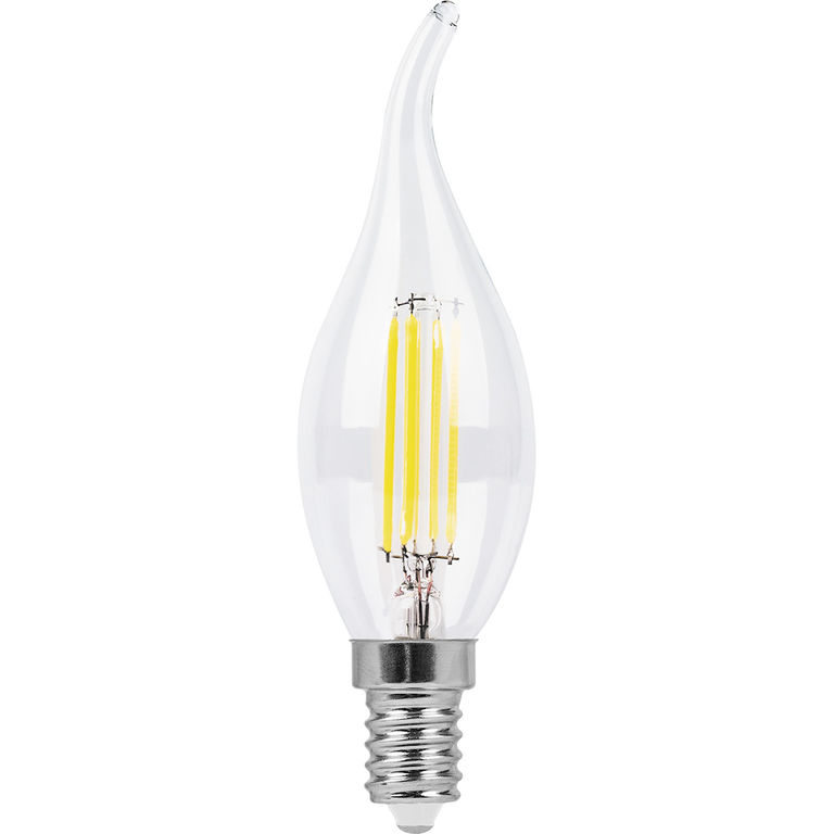 Лампа светодиодная LED 7вт Е14 теплый свеча на ветру Filament Feron