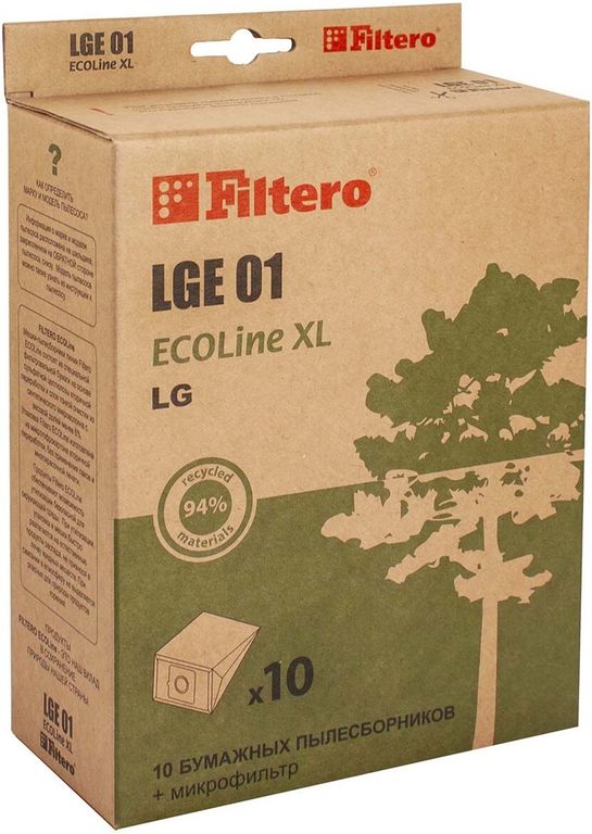 Пылесборник Filtero LGE 01 (10+фильтр) ECOLine XL (LG, Cameron, Clatronic, Scarlett, Polar, Evgo)