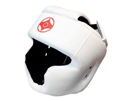 Шлем для каратэ с закрытым подбородком и верхом головы из иск. кожи