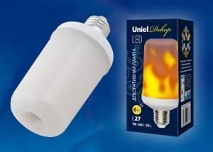 Лампа светодиодная Uniel L60 E27 6W "эффект пламени" 3 реж цилиндр
