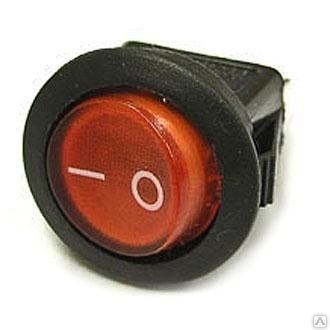 Переключатель 3 pin круглый IRS-101 красный ON-OFF 6,5А-250V 1 дугообразна
