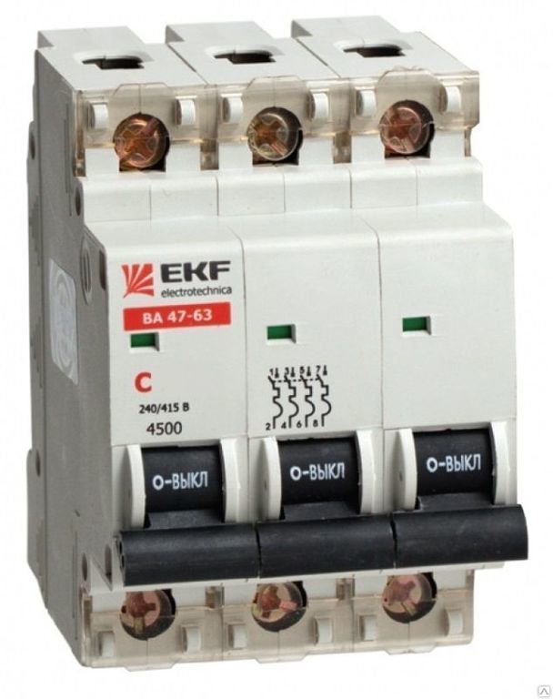 Выключатель автоматический EKF 3-50А ВА 47-63, 4,5кА