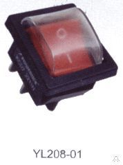 Выключатель клавишный красный ON-OFF влагозащищенный YL-208-01