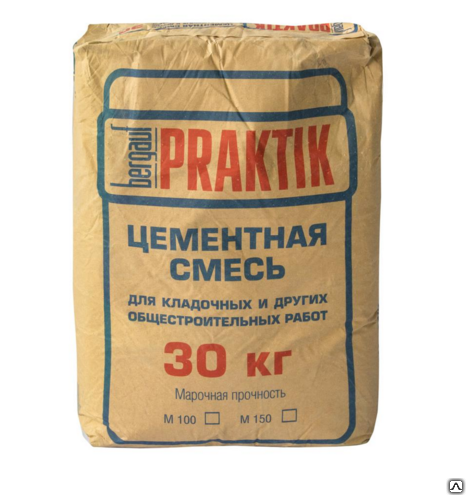 Кладочная цементная смесь М150 30 кг Bergauf Praktik 1уп=49шт