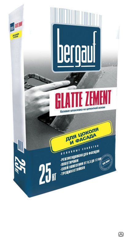 Шпатлевка базовая цементная Glatte Zement 25 кг Bergauf 1уп=56шт