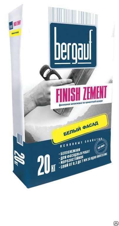 Шпатлевка цементная финишная Finish Zement 20 кг Bergauf 1уп=64шт