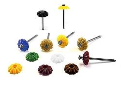 Желтая шляпка декоративная для мебельного гвоздя в комплекте с гвоздем (100 шт)