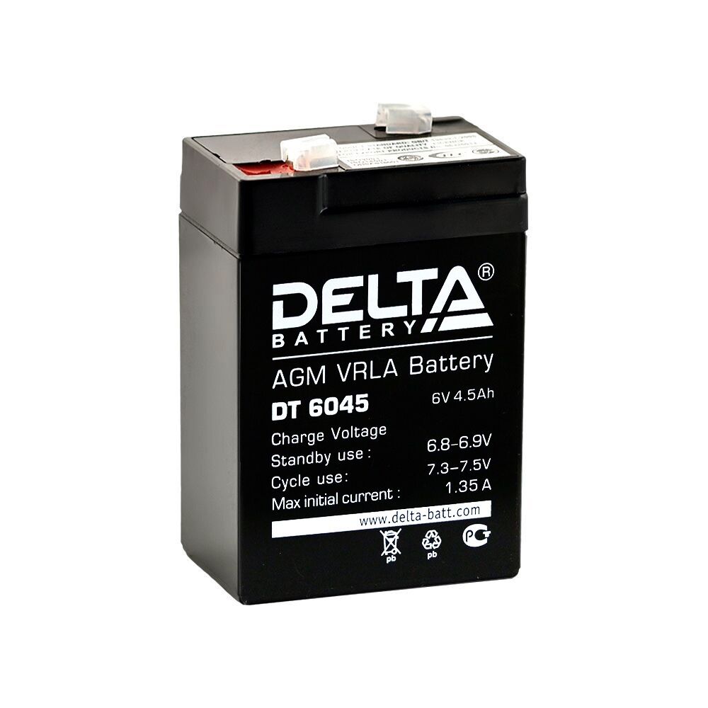 Аккумулятор свинцово-кислотный 6V, 4,5 Ah DT6045 "Delta"