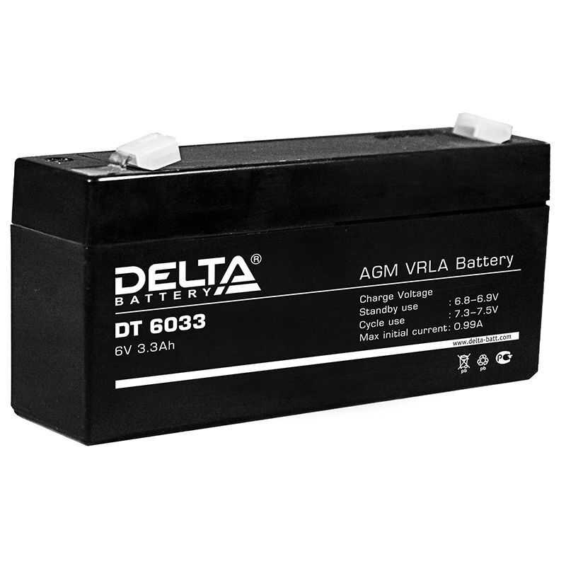 Аккумулятор свинцово-кислотный 6V, 3,3 Ah "Delta"