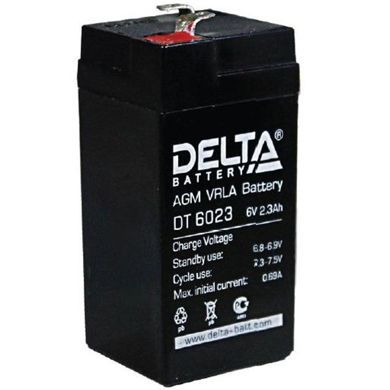 Аккумулятор свинцово-кислотный 6V, 2.3 Ah DT6023 "Delta"