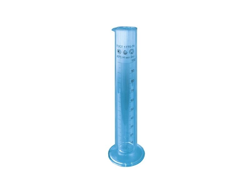 Цилиндр мерный 1-100-2 с носиком и стеклянным основанием
