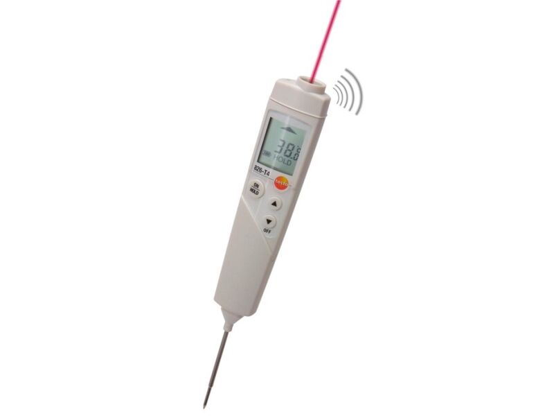 Инфракрасный термометр TESTO 826-T4 с лазерным целеуказателем и проникающим пищевым зондом (оптика