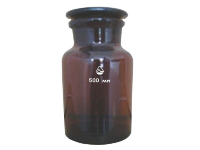 Склянка с притертой пробкой 1000 мл широкое горло темное стекло (чертеж АКГ.2.840.012, Украина)