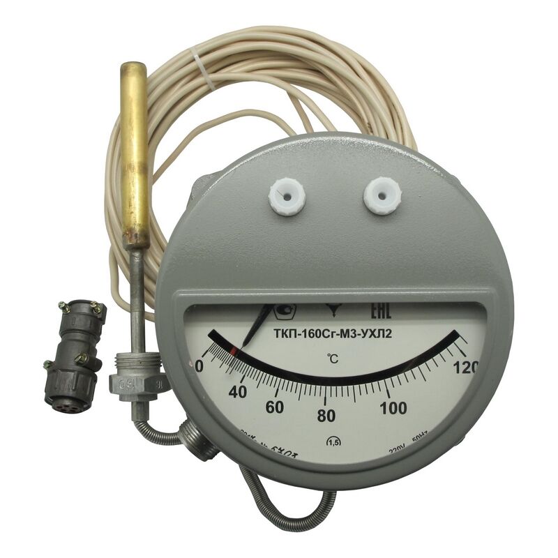 Термометр капиллярный сигнализирующий ТКП-160СГ-М3 (0…120)-2,5-1,6-160 Б НШ ЛС-59 d.16 латунь