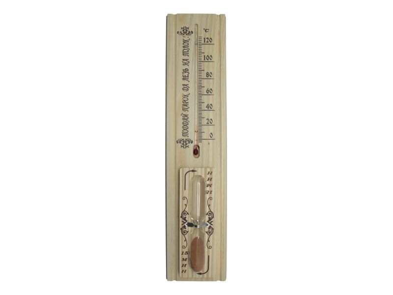 Термометр с часами песочными для бани "С легким паром" в блист.