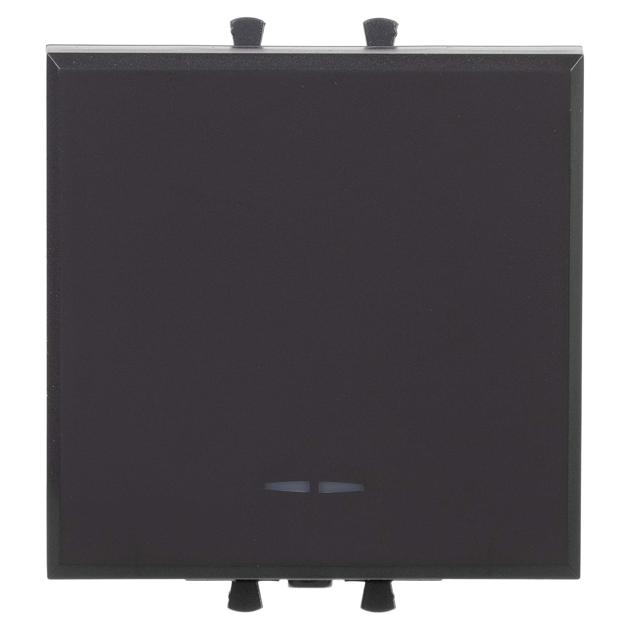 DKC Выключатель одноклавишный модульный, "Avanti", "Черный матовый", 2 модуля
