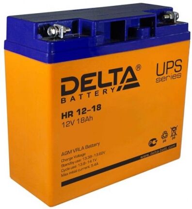 Аккумулятор 12V 18Ah, DELTA HR 12-18