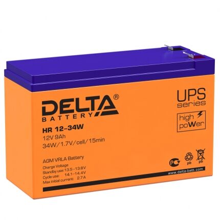 Аккумулятор 12V 34Ah, DELTA HR 12-34 W