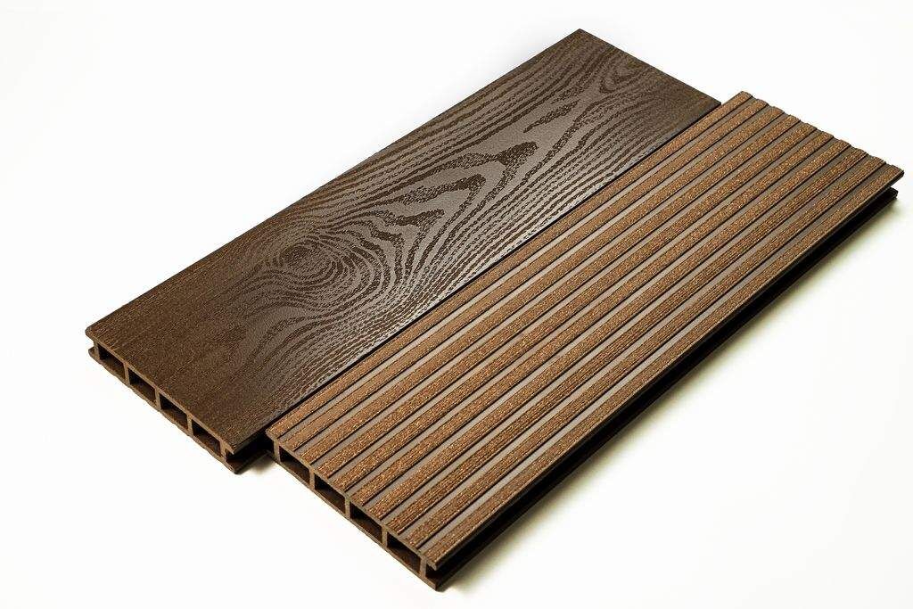 Террасная доска двухсторонний Комфорт крупный вельвет с брашингом/текстура дерева шоколад 25х145х6000 мм (0.87 кв.м.)