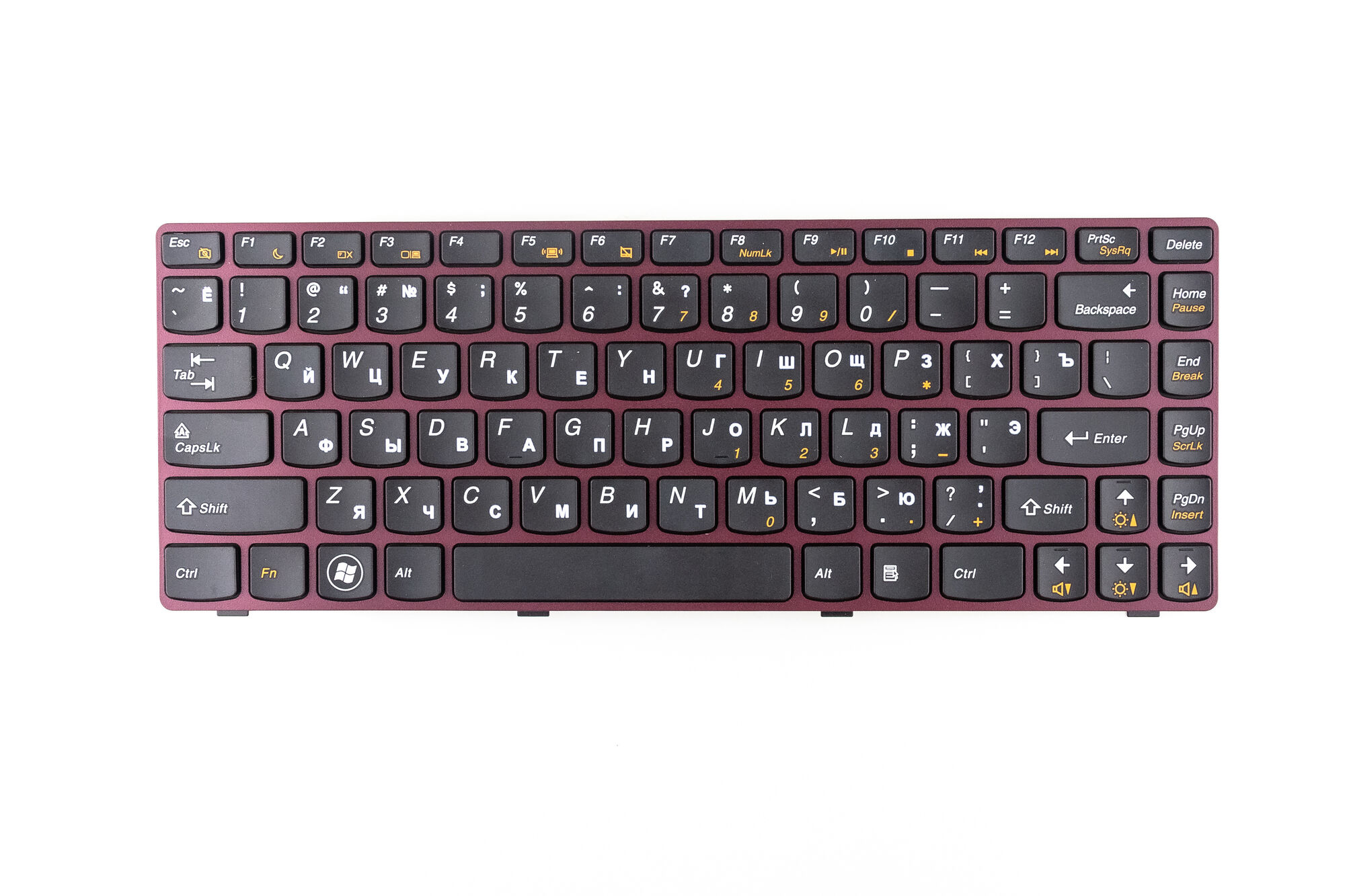 Клавиатура для ноутбука Lenovo B470 G470 V470 G475 бордовая рамка p/n: MP-10A23US-686BW, 25207484