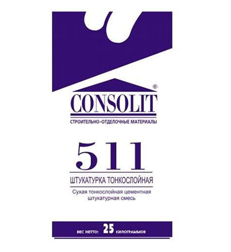 CONSOLIT 511 Штукатурка тонкослойная цементная (3-15мм), 25кг КОНСОЛИТ