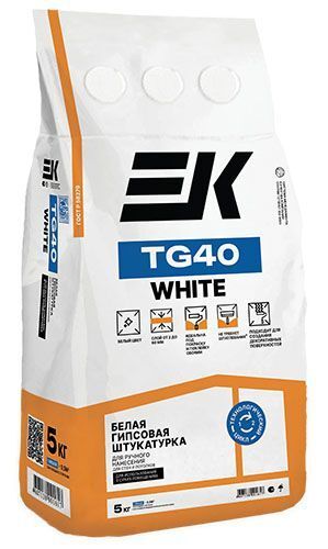 Белая гипсовая штукатурка ЕК TG40 White 5 кг мешок ЕК Кемикал