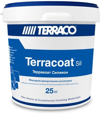 Декоративная штукатурка Terraco TERRACOAT BT Silicone на силиконовой основе с песчаной текстурой 25 кг ведро