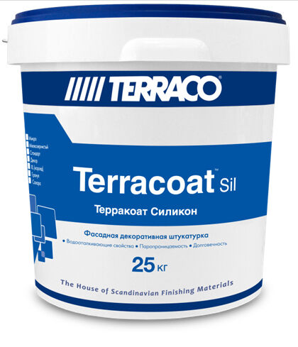 Декоративная штукатурка Terraco TERRACOAT STANDARD SIL на силиконовой основе с высокой текстурой типа «шагрень» 25 кг ве