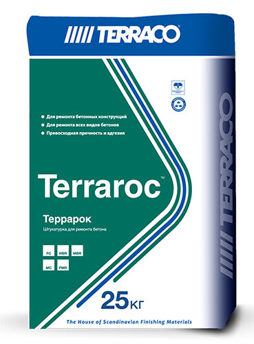 Толстослойная ремонтная штукатурка для бетона Terraco TERRAROC HBR 25 кг мешок