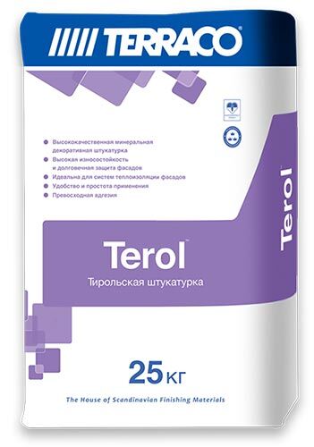 Декоративная штукатурка Terraco Terol Granule 2,5 мм White (белый) на цементной основе с зернистой текстурой типа «шуба»