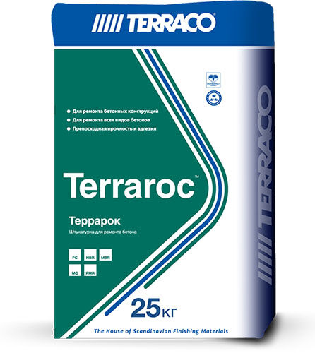 Финишная штукатурка TERRACO TERRAROC FC для выравнивания бетонных поверхностей 25 кг мешок