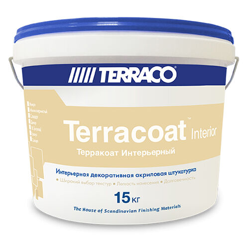 Декоративная штукатурка Terraco TERRACOAT XL на акриловой основе с текстурой «короед» 1 мм ведро 25 кг