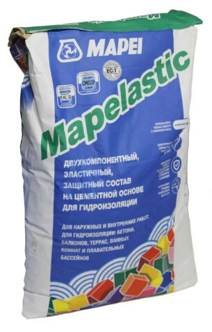 Эластичное покрытие на цементной основе для защиты бетонных конструкций MAPELASTIC (комонент А), Mapei, 24 кг