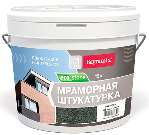 Bayramix Ecostone мраморная штукатурка с естественным блеском благородного камня, средняя фракция, 15 кг