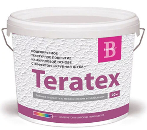 Bayramix Teratex моделируемое текстурное покрытие для фасадных и интерьерных работ ("крупная шуба"), 15 кг