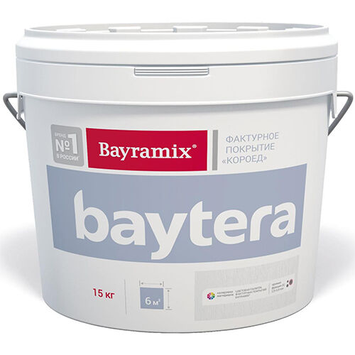 Bayramix Baytera текстурное покрытие для фасадных и интерьерных работ, мелкая фракция (M) 1.2 - 2 мм, 15 кг
