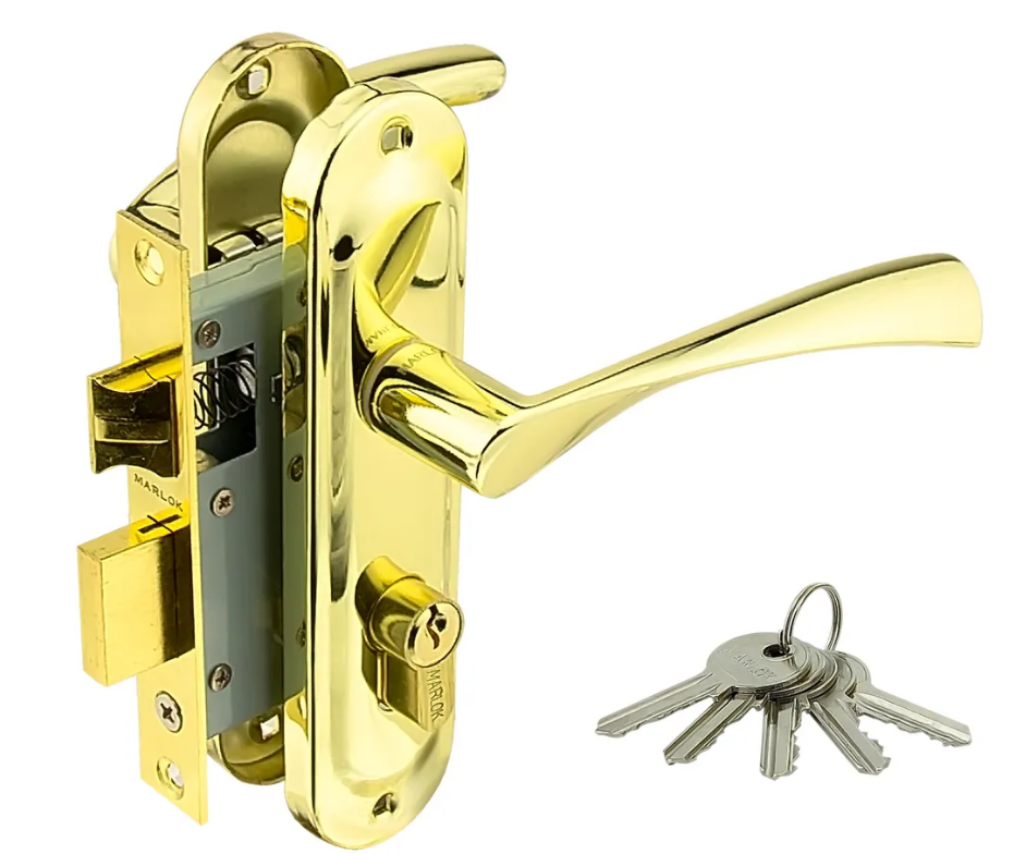 Замок врезной MARLOK 50/L76-ЦМ70 межосевое 50 мм ключ/ключ PB (золото)