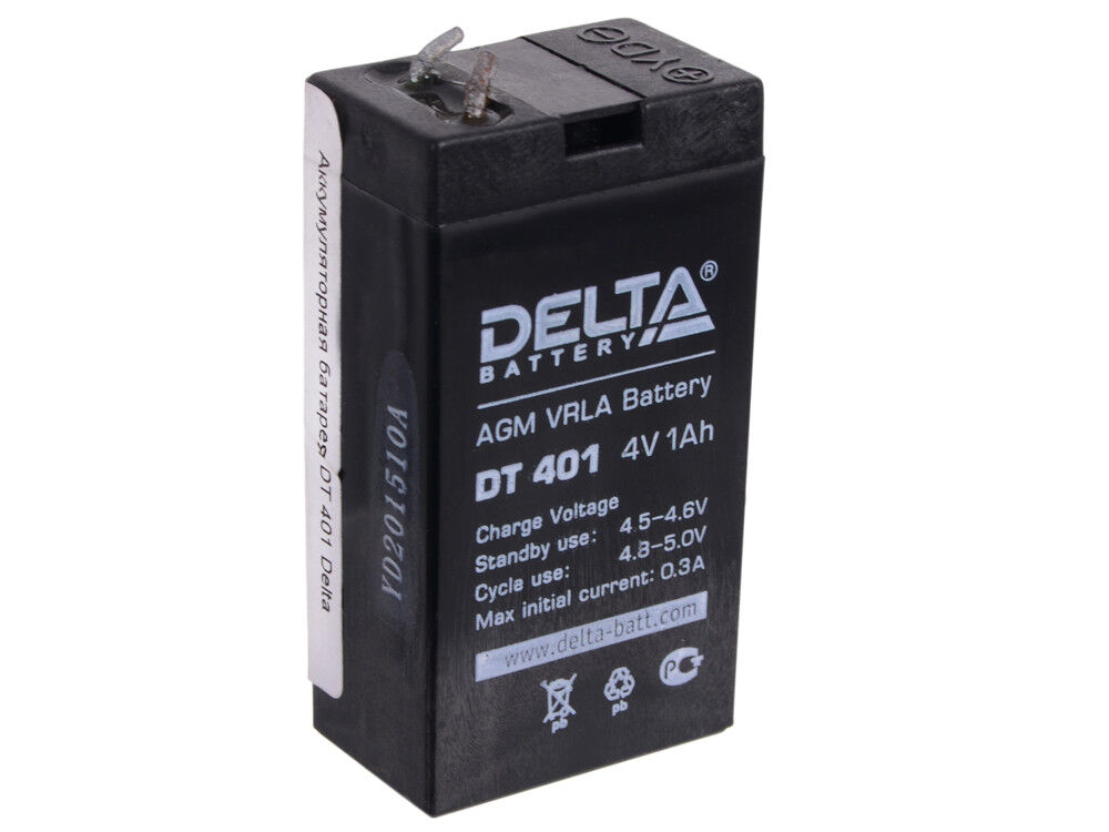 Аккумулятор свинцово-кислотный 4V, 1.0 Ah DT 401 "Delta"