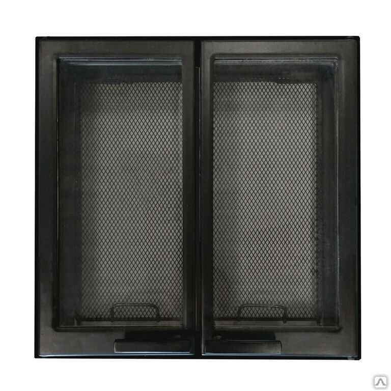 Дверь каминная 9114U, со стеклом, черная (Aito)