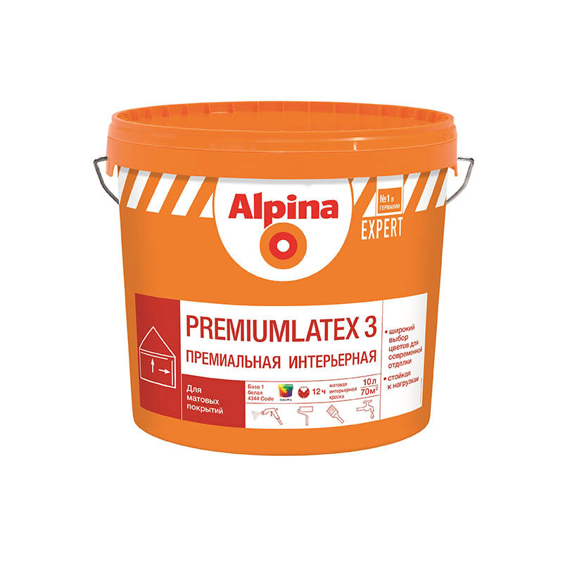 Краска Альпина Эксперт Премиумлатекс 3, 10 л /16.4 кг латексная Alpina EXPERT Premiumlatex 3