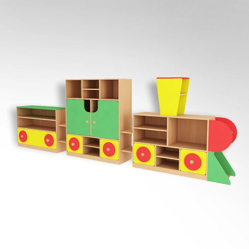 Стеллаж детский для игрушек и пособий, 3400х1200х350мм, цвет бук