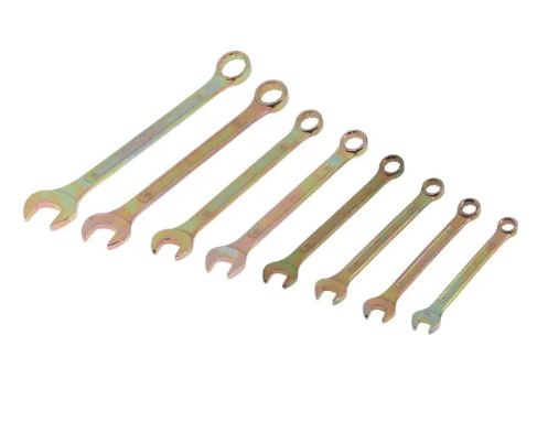 Набор ключей комбинированных TUNDRA basic, холдер, желтый цинк, 8 шт, 8-19 мм